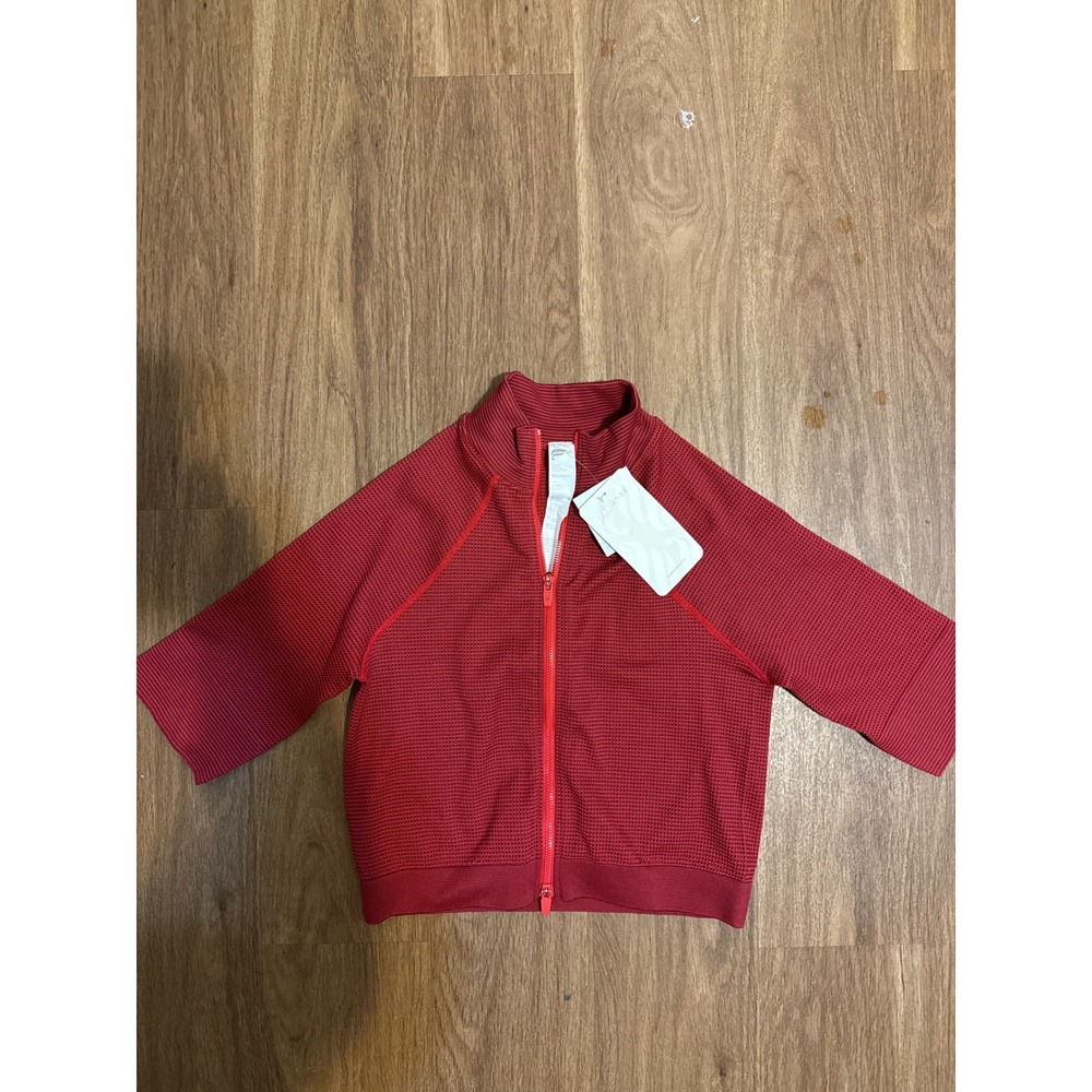 Fabletics‎ Womens Red Waffle Knit Full Zip Cropped Athletic Jacket Large NWT